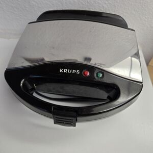 Krups Double Waffle Iron Maker Chrome Black Model 653